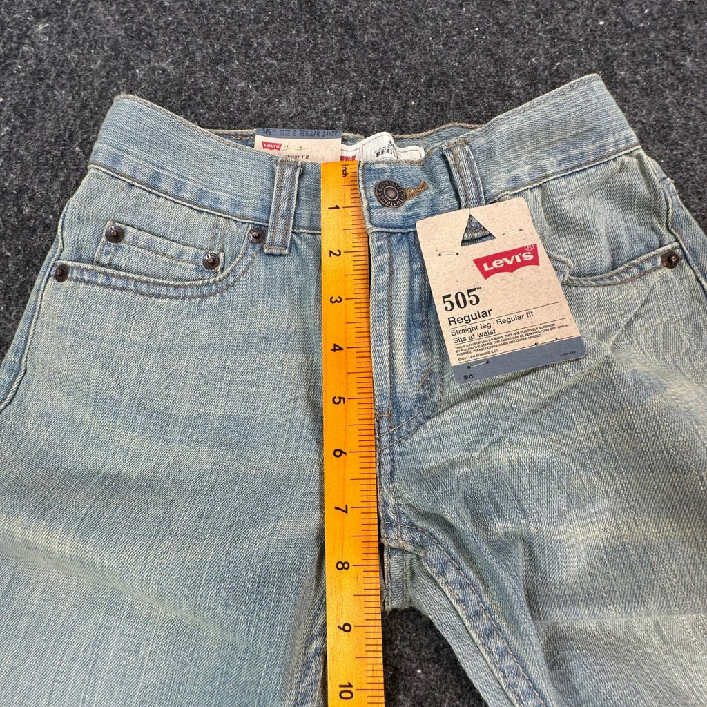 Levi's 505 Jeans Boys Size 8 Regular Blue Cotton Straight Leg New Old Stock