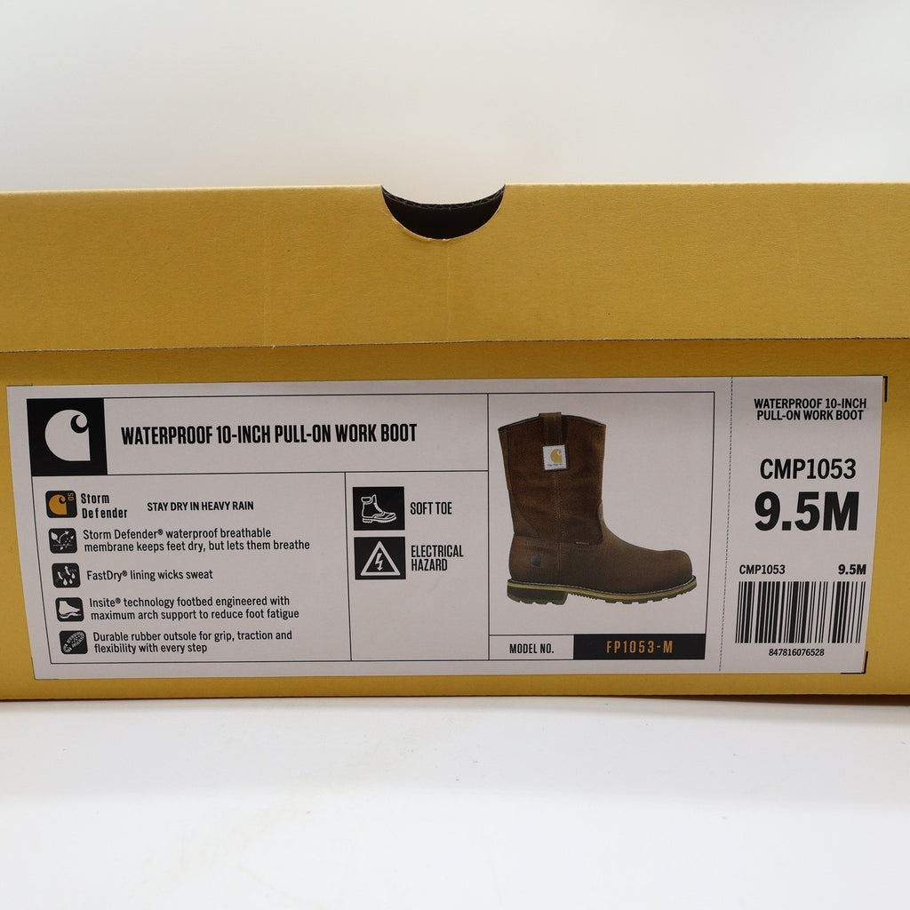 Carhartt Waterproof 10-Inch Pull-On Work Boot Mens 9.5M Brown Leather NEW