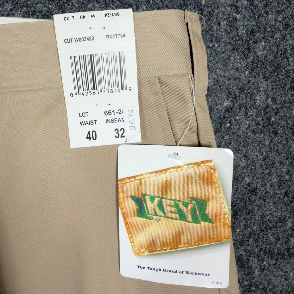 KEY Modern Workwear Chino Pants Mens 40x32 Tan Khaki Twill NWT