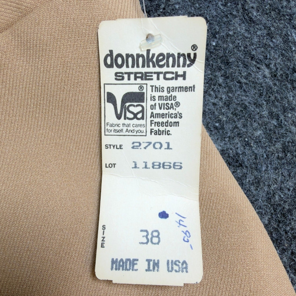Donnkenny Pants Womens 38 Vintage 70s Beige Stretch Elastic Waist Made USA NWT