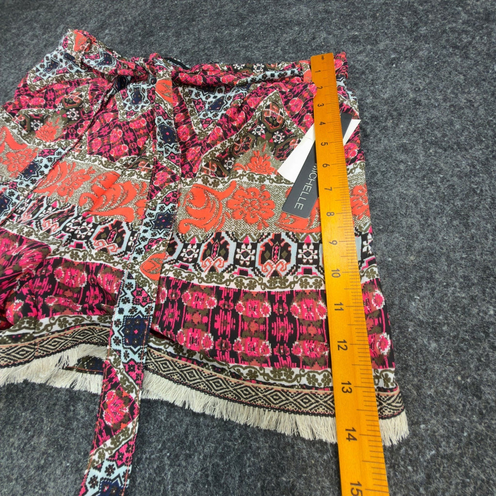 My Michelle Modern Indies Rock Paisley Shorts Juniors L Pink Orange NWT