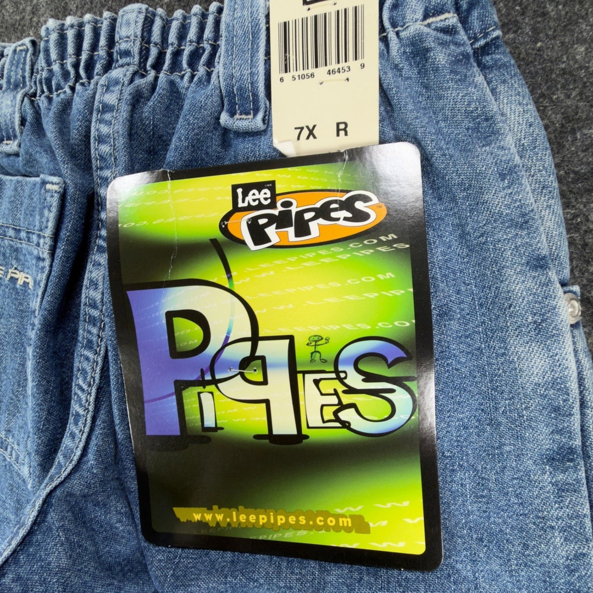 Lee Pipes 90s Vintage Denim Cargo Shorts Boys 7X Retro Stone Blue NWT New