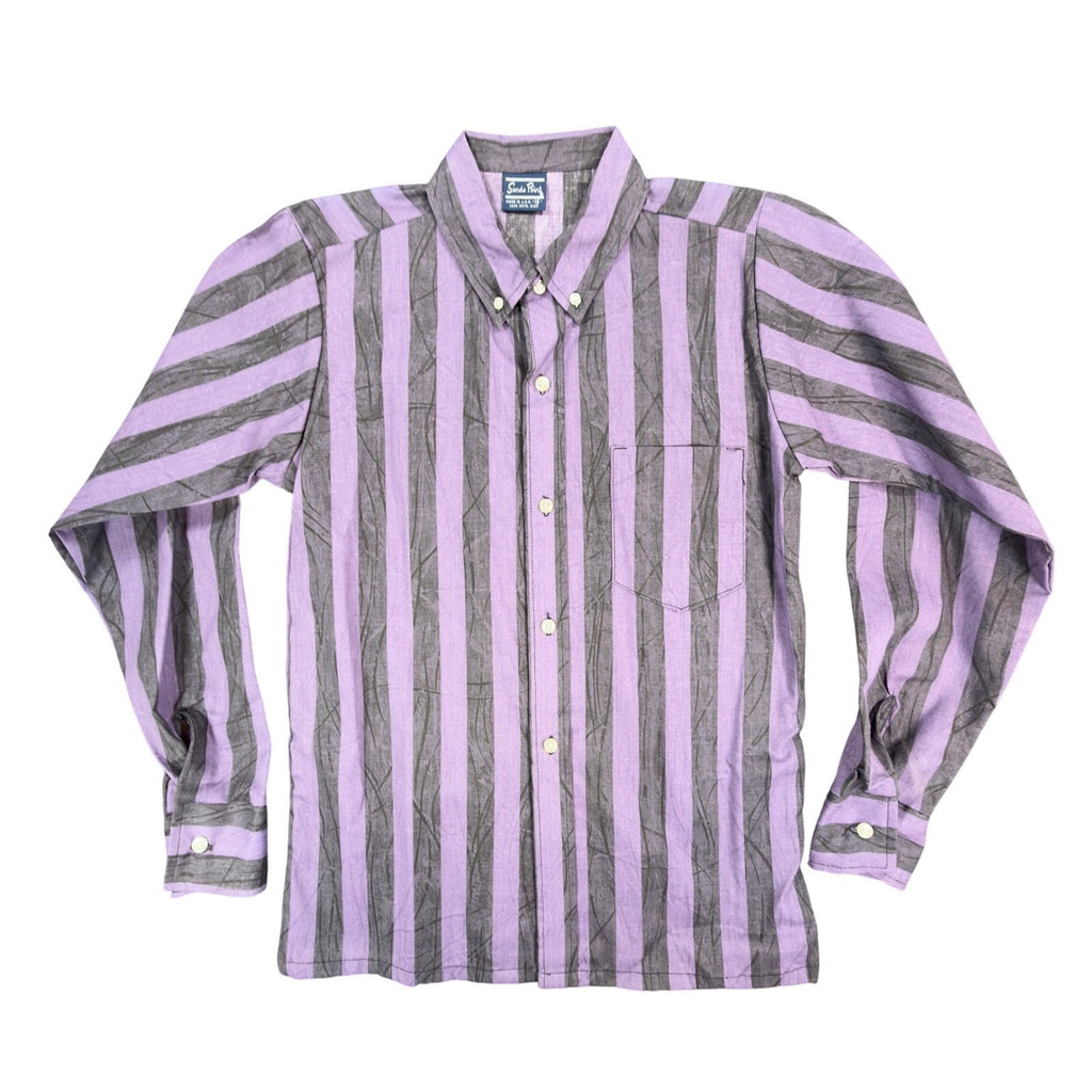 Sands Point Vintage 80s Shirt Boys 16 Purple Grey Striped USA