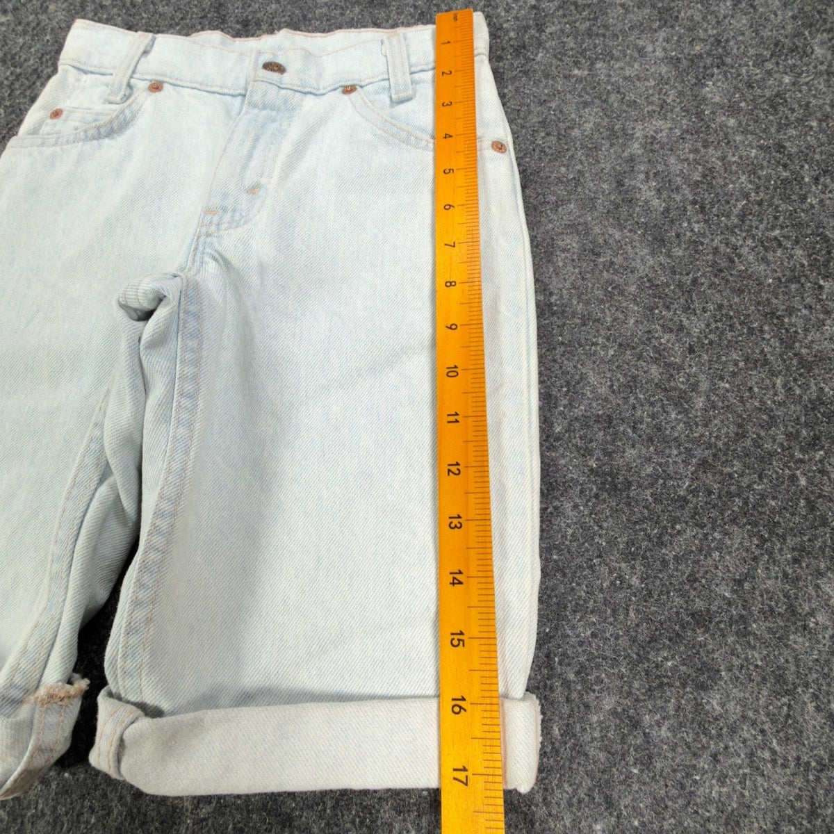 Levi's Vintage 90s 550 Shorts Boys 8 Light Wash Denim Orange Tab Made in USA NWT - take2supply