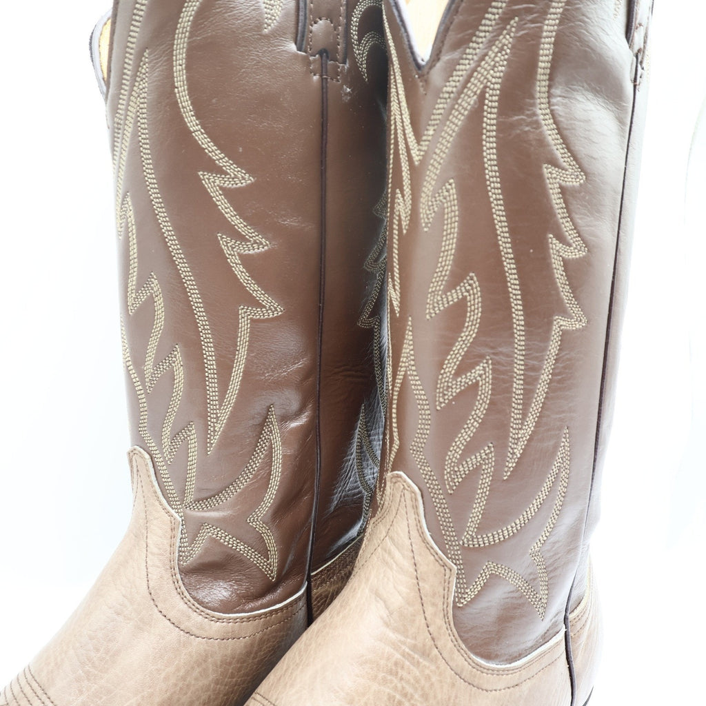 Wrangler Vintage Trophy Series Cowboy Boots Mens 10.5 D Taupe Leather NIB USA