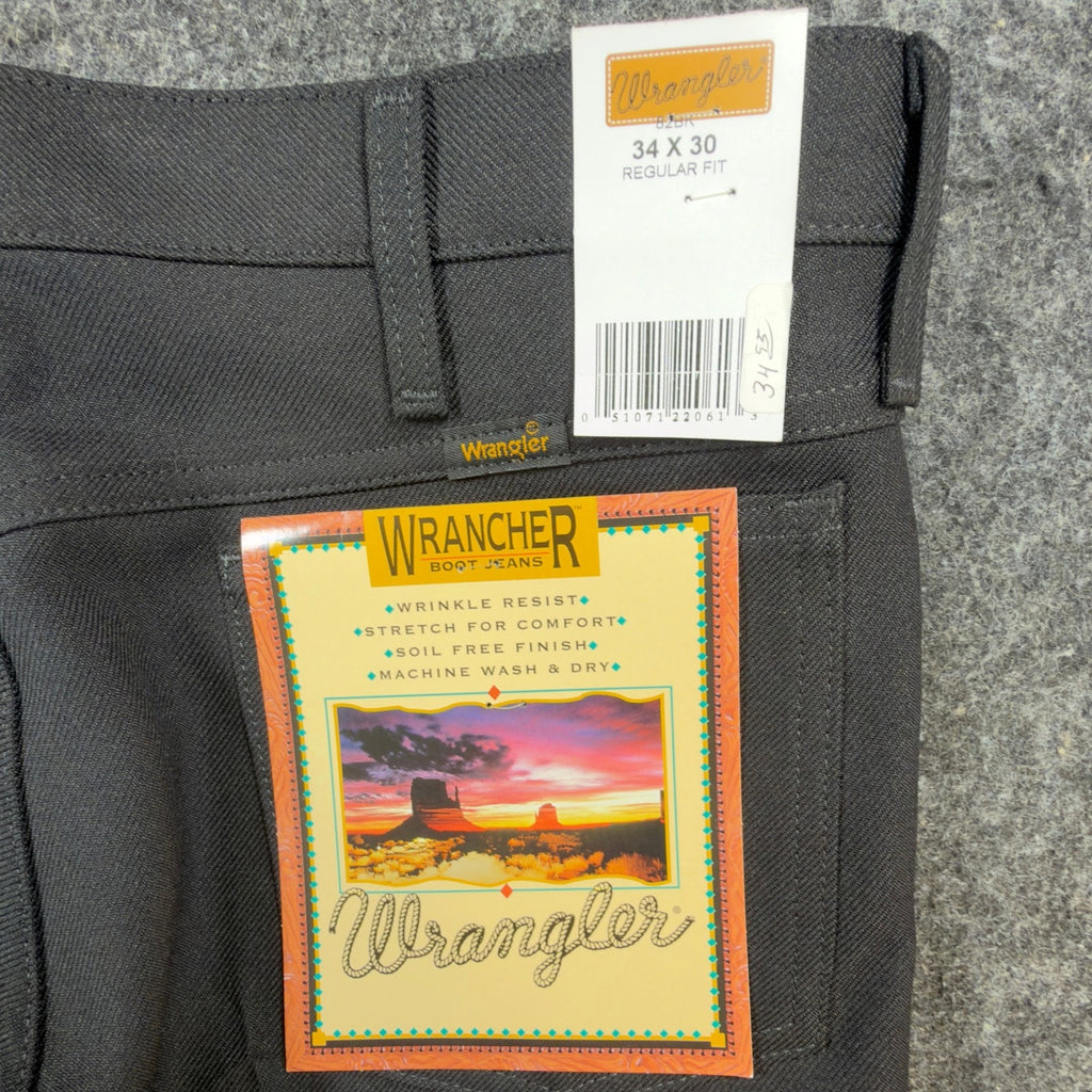 Wrangler Mens Y2K Wrancher Bootcut Dress Pants 34x30 Black Polyester NWT 82BK