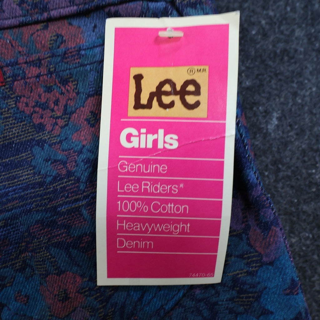 Lee Vintage 90s Floral Jeans Girls 14 Slim Blue USA Made NOS NWT 24.5 Waist - take2supply