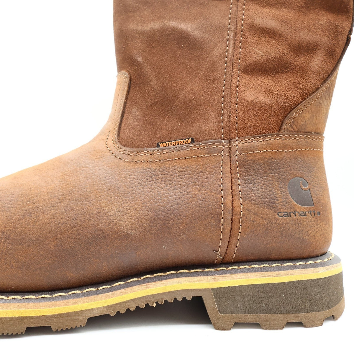 Carhartt Nano Composite Toe Pull-On Boot Mens 11W Brown Leather Waterproof NEW