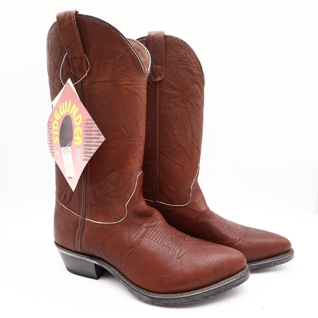 Double-H Vintage 80s Western Boots Mens 9 D Brown Leather Cowboy 5510 USA NIB