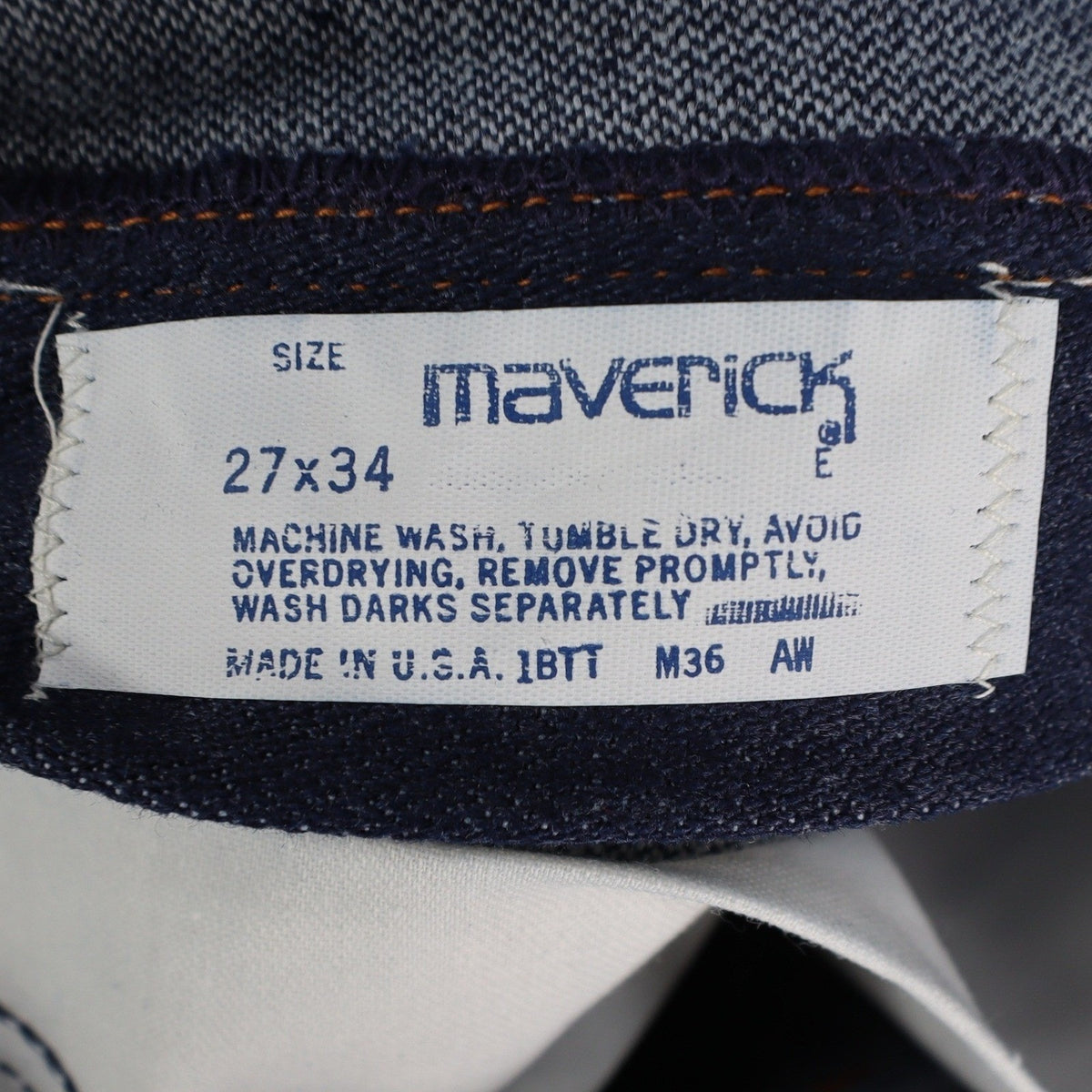 Maverick Jeans Boys 27x34 Vintage 70s Dark Wash Denim Straight Leg Made in USA - take2supply