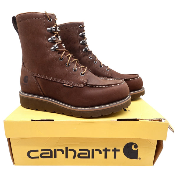 Carhartt Mens Modern Waterproof 8 Inch Wedge Work Boots Brown Leather 8.5 M NIB