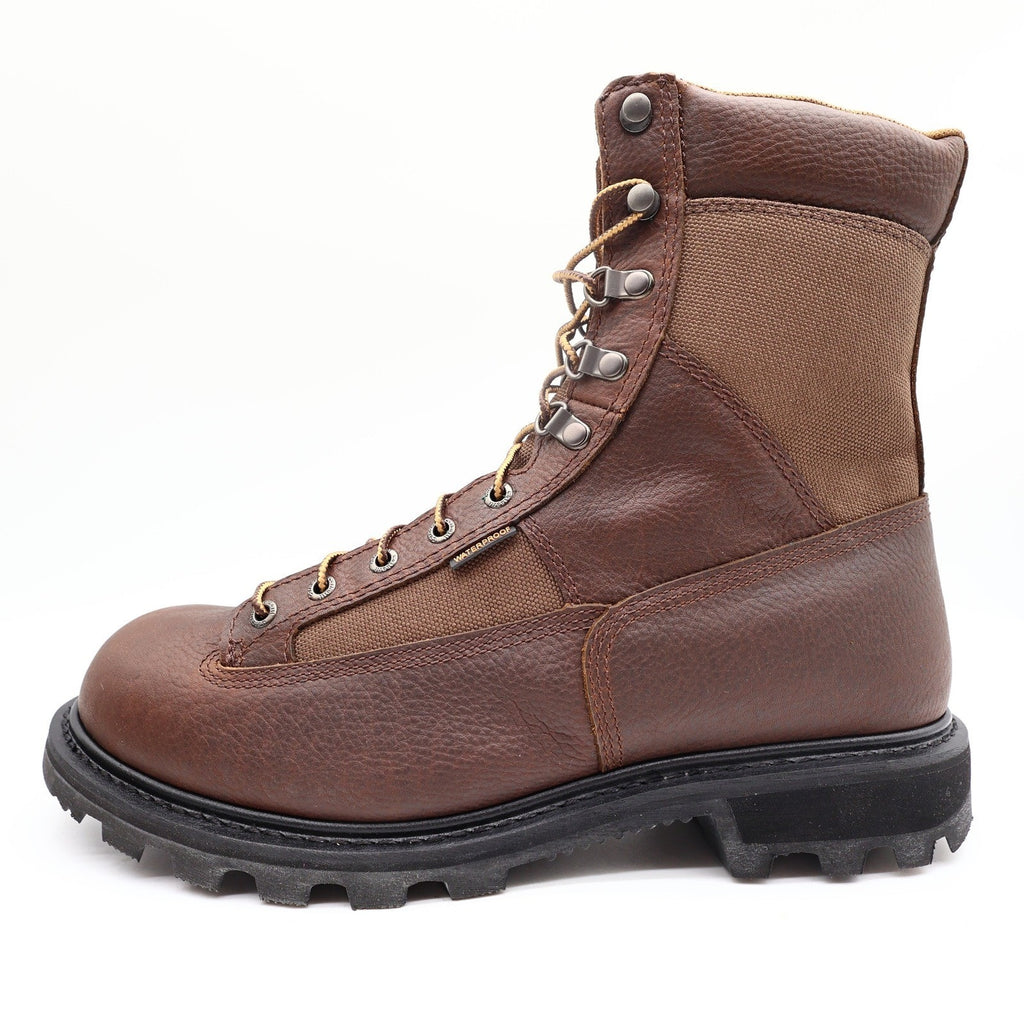 Carhartt Work Boots Mens 12 M Brown Leather Waterproof 8" Logger CML8150 NIB