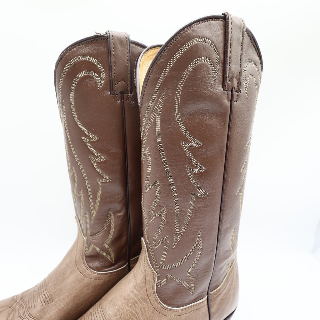 Wrangler Vintage Trophy Series Cowboy Boots Mens 10.5 D Taupe Leather NIB USA