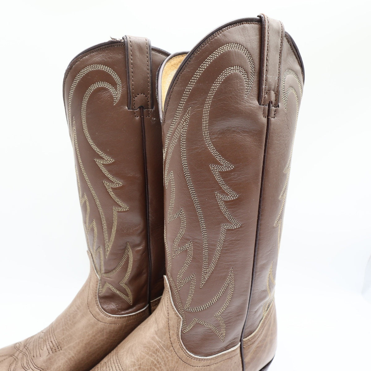 Wrangler Vintage Trophy Series Cowboy Boots Mens 10.5 D Taupe Leather NIB USA