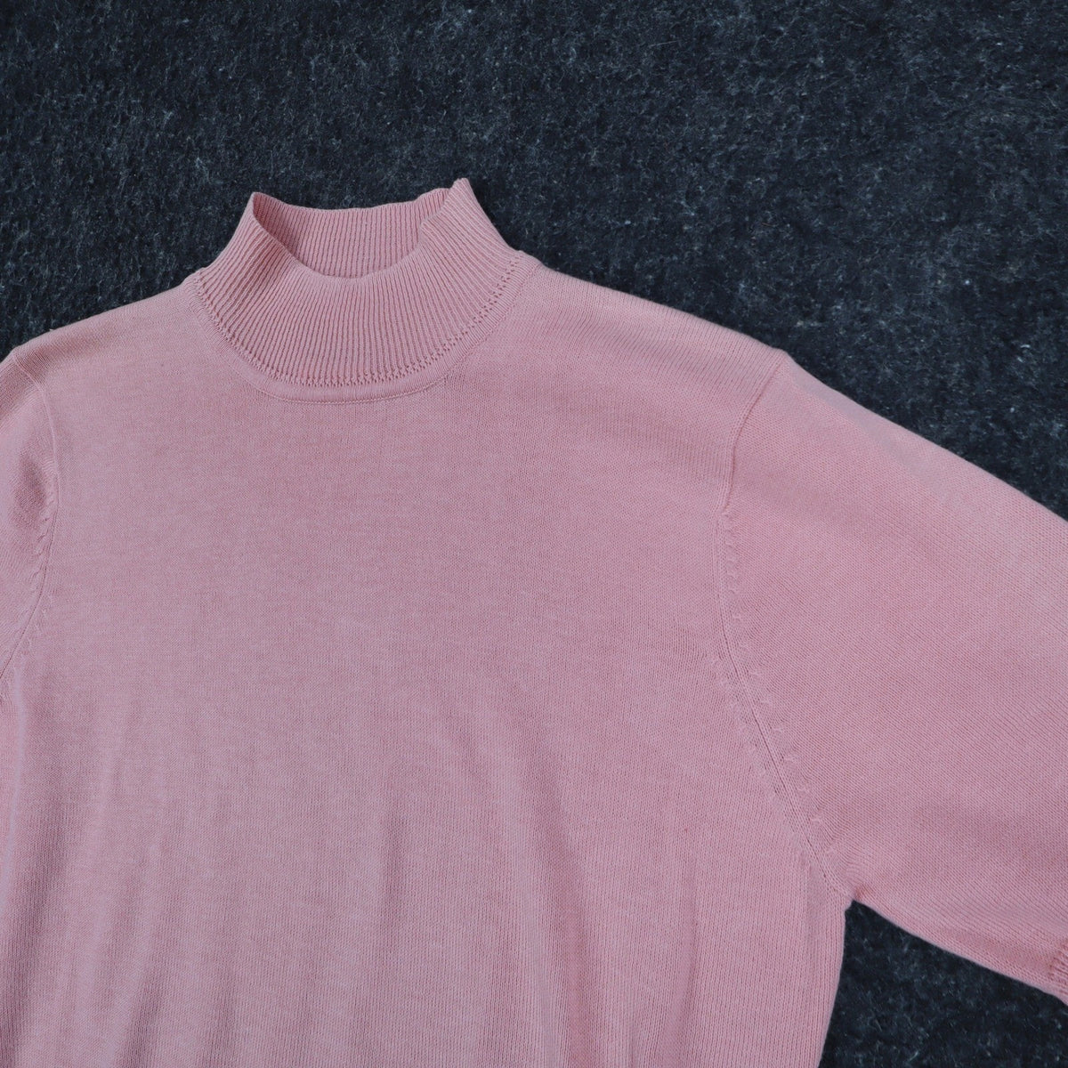 Nikki Petite Short Sleeve Mock Neck Sweater Small Pink Cotton Blend NWT C1004