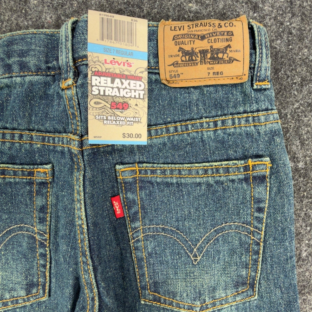 Levi's Y2K 549 Relaxed Straight Jean Shorts Boys 7 Reg Blue Denim NWT