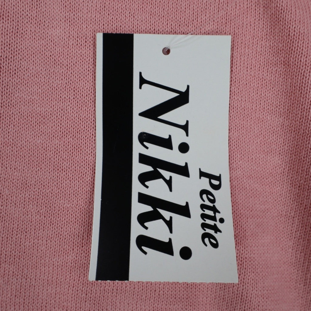 Nikki Petite Short Sleeve Mock Neck Sweater Small Pink Cotton Blend NWT C1004
