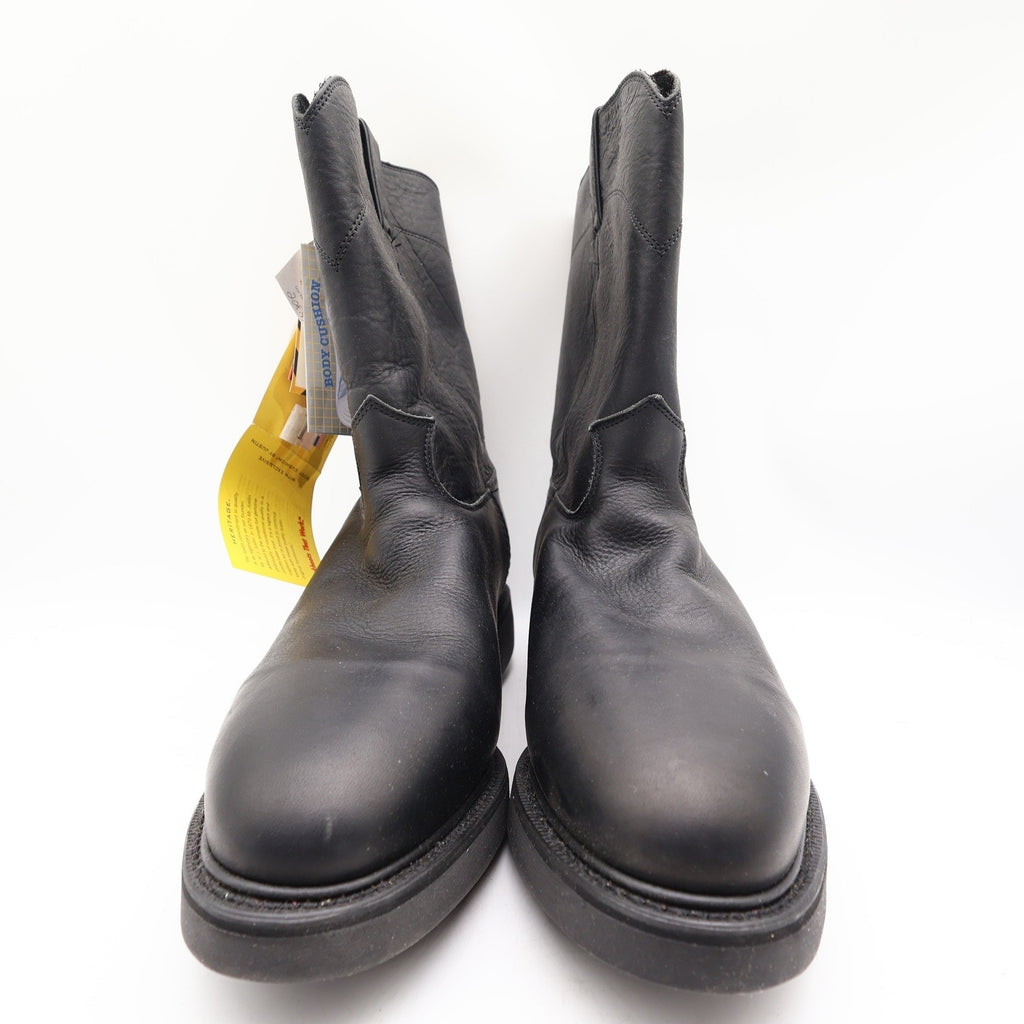 Justin Boots Mens 12 EE Black Leather Work Boots Pull On Roper 4763 NIB