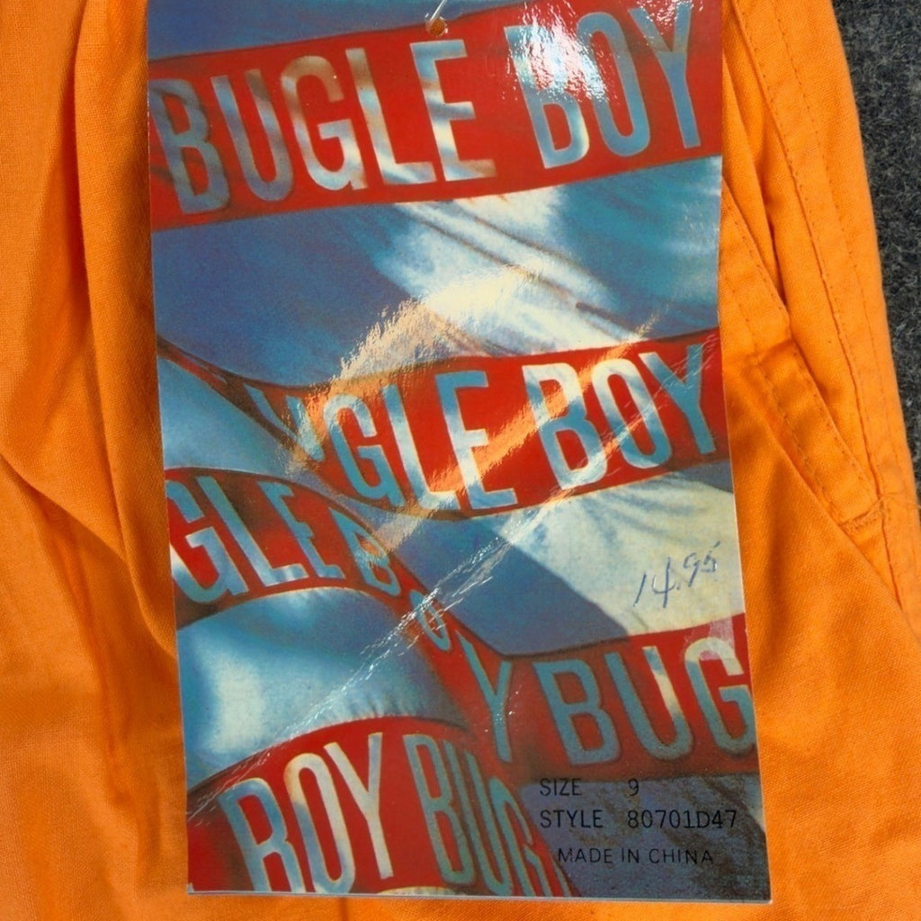 Bugle Boy Vintage 90s Shorts Boys 9 Neon Orange Cotton Elastic Waist NOS - take2supply