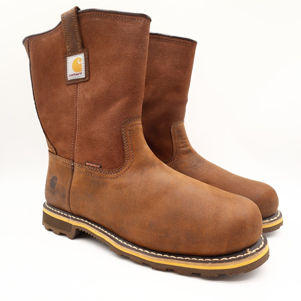 Carhartt Waterproof 10-Inch Pull-On Work Boot Mens 12 Brown Leather New CMP1053 - take2supply