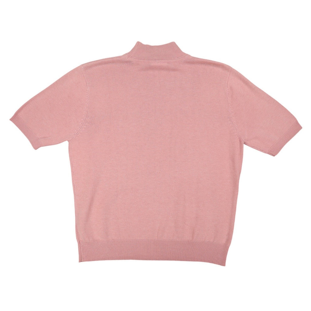 Nikki Petite Short Sleeve Mock Neck Sweater Small Pink Cotton Blend NWT C1004