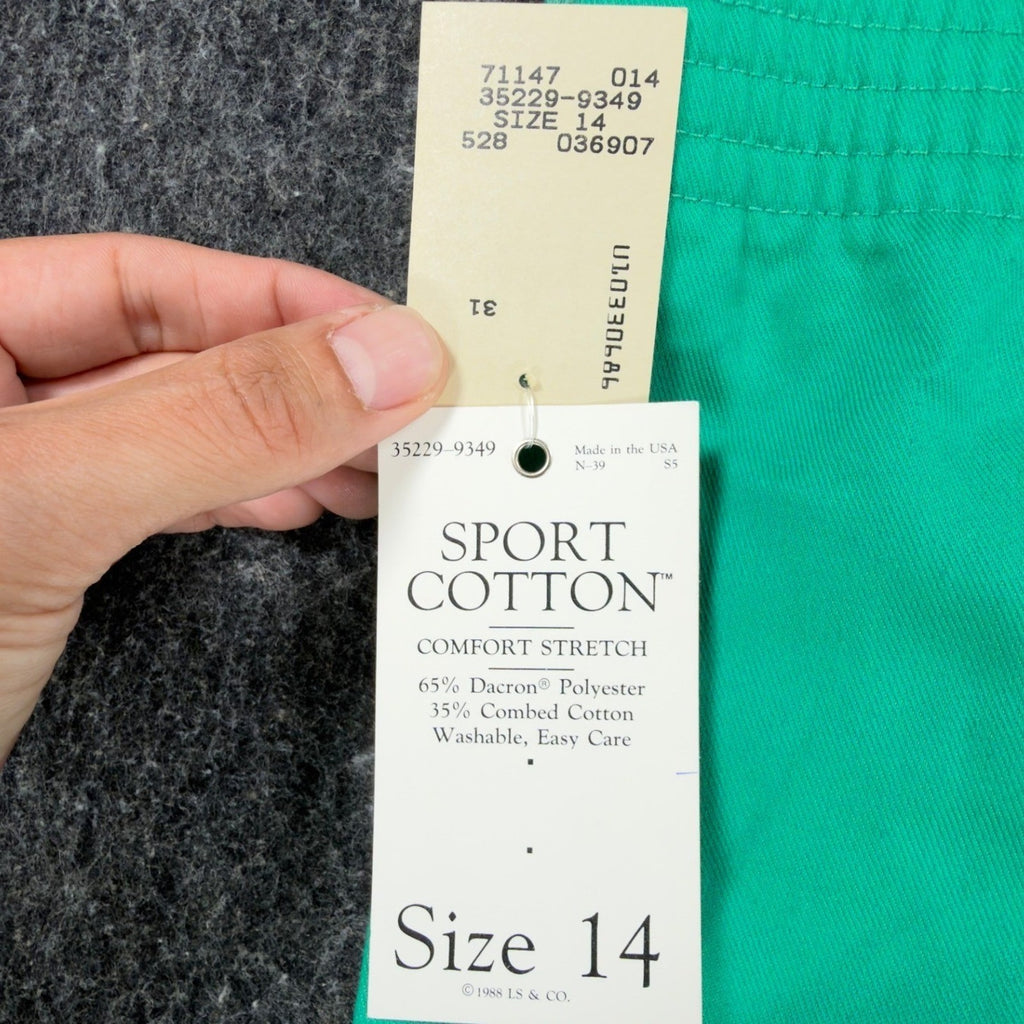 Levi's Vintage 80s Shorts Girls 14 Green Cotton Blend Deadstock NWT USA Made - take2supply