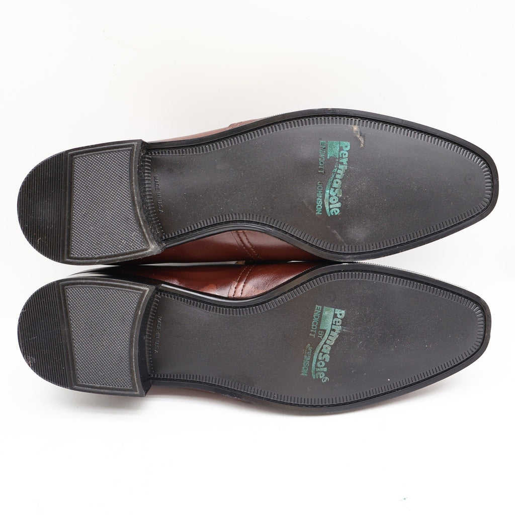 Vintage 70s Barclay Endicott Johnson 95182 Brown Leather Slip-On Loafers Men's 12D USA