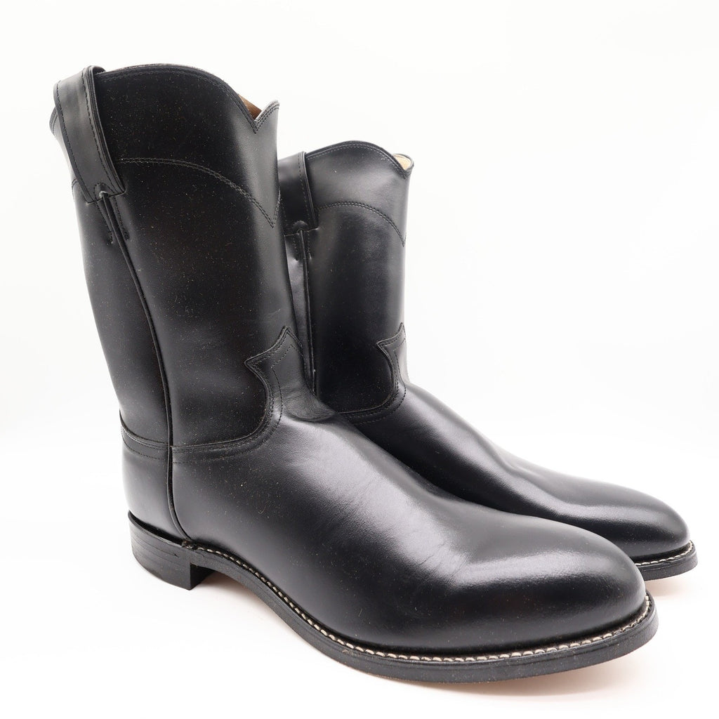 Justin Vintage Roper Boots Mens 11 D Black Leather Deadstock 3702M