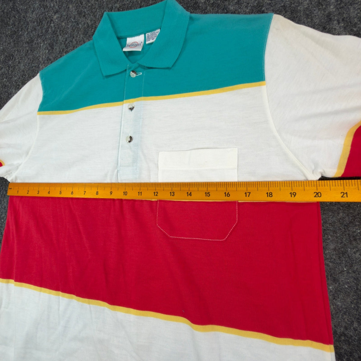 Vintage Jantzen Polo Shirt Mens Medium Golf Striped Colorblock Teal Red NWT USA