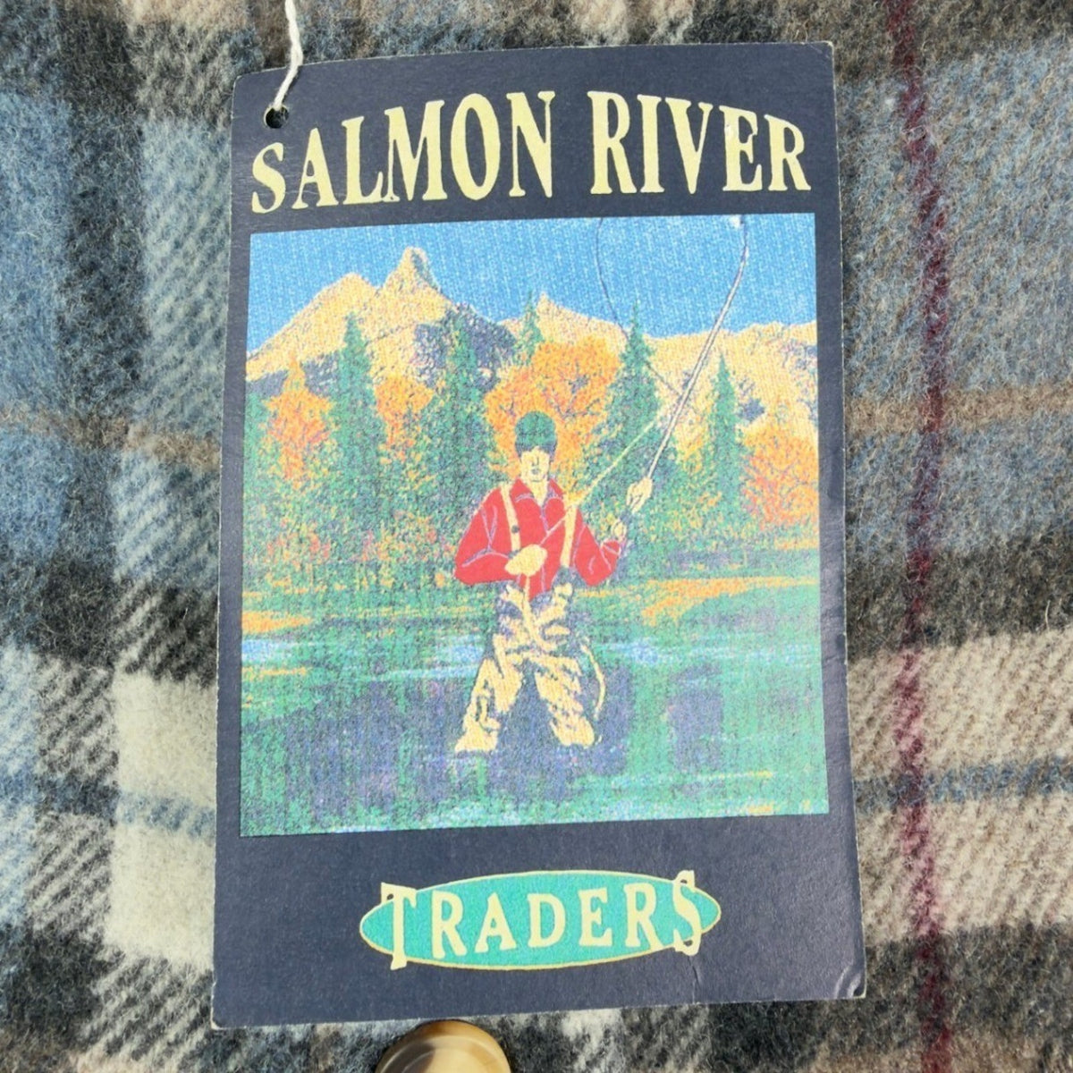 Salmon River Vintage 90s Plaid Shirt Jacket Mens XL Blue Wool Blend NWT C466