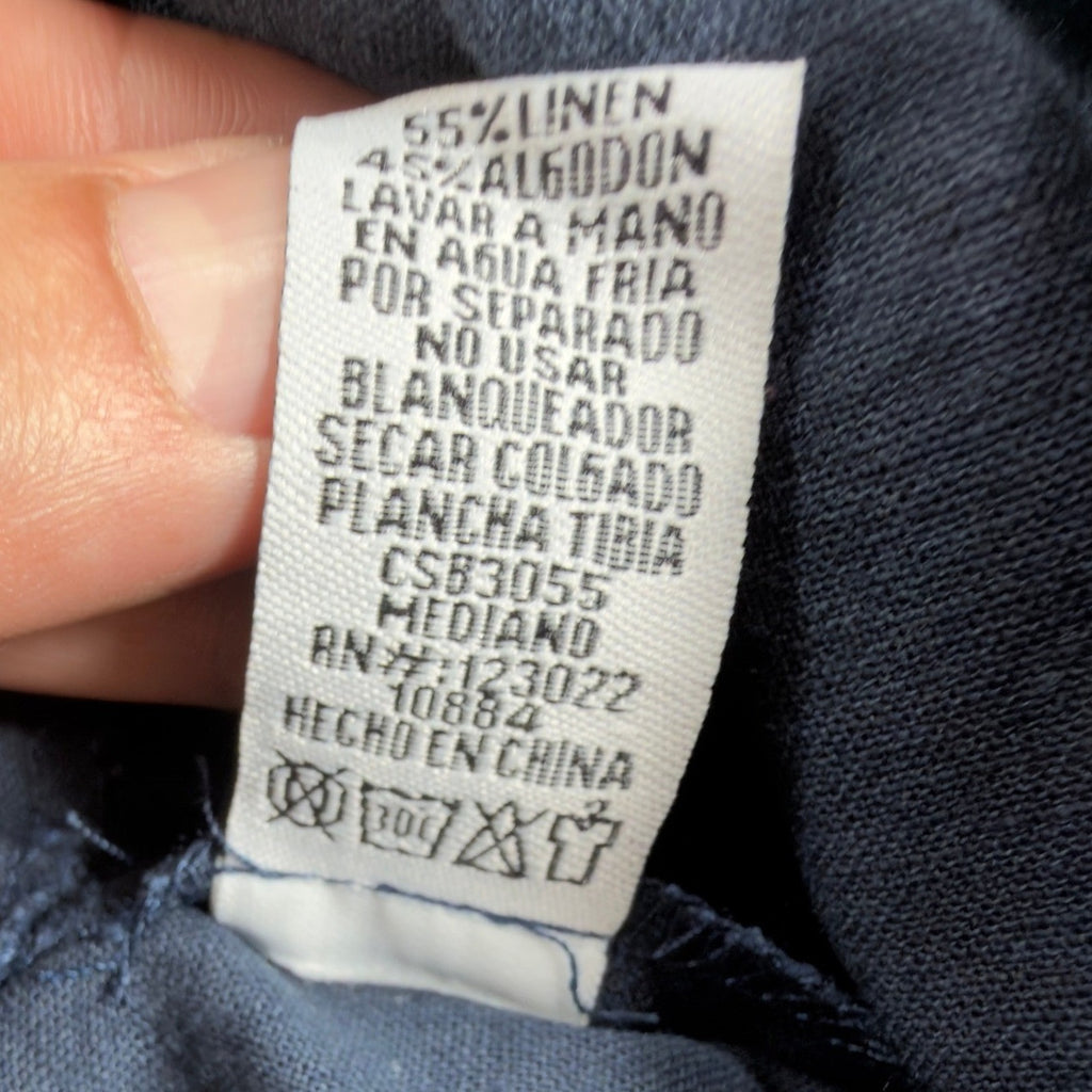 Cecico Modern Paperbag Shorts Womens M Blue Linen Cotton NWT