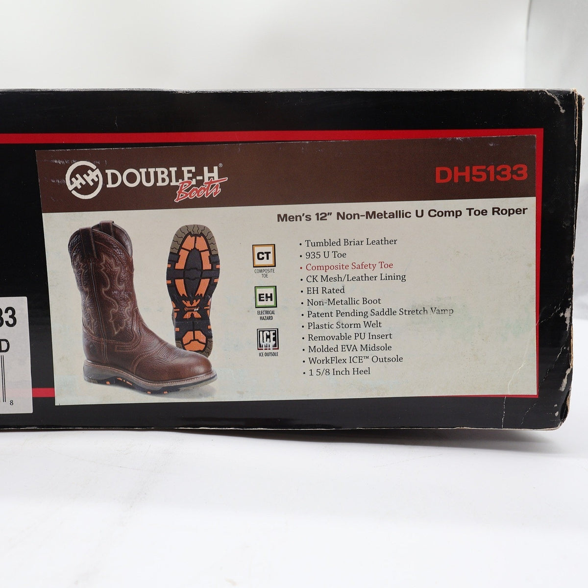Double-H Modern Roper Boots Mens 10.5 D Brown Leather Composite Toe DH5133 NWT