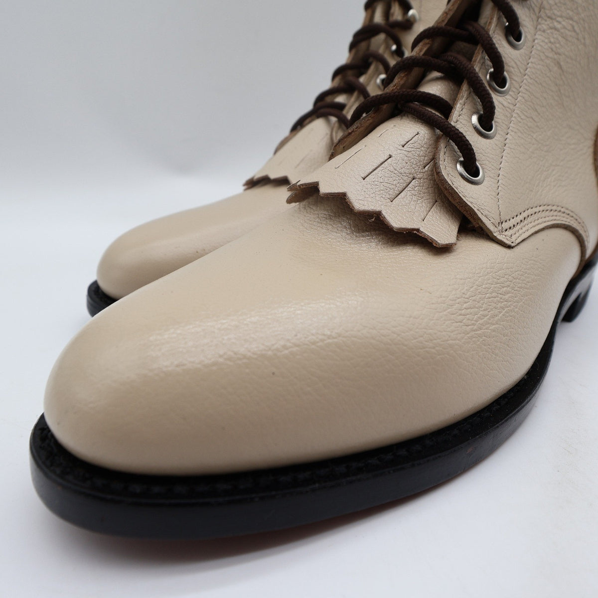 Justin Vintage Kiltie Lace Up Boots Womens 7 B Bone Leather Deadstock NWT