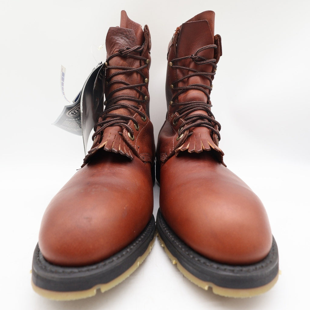 Double-H Mens 10 D Leather Packer Work Boots USA 9790 Brown Lace Up Kiltie New