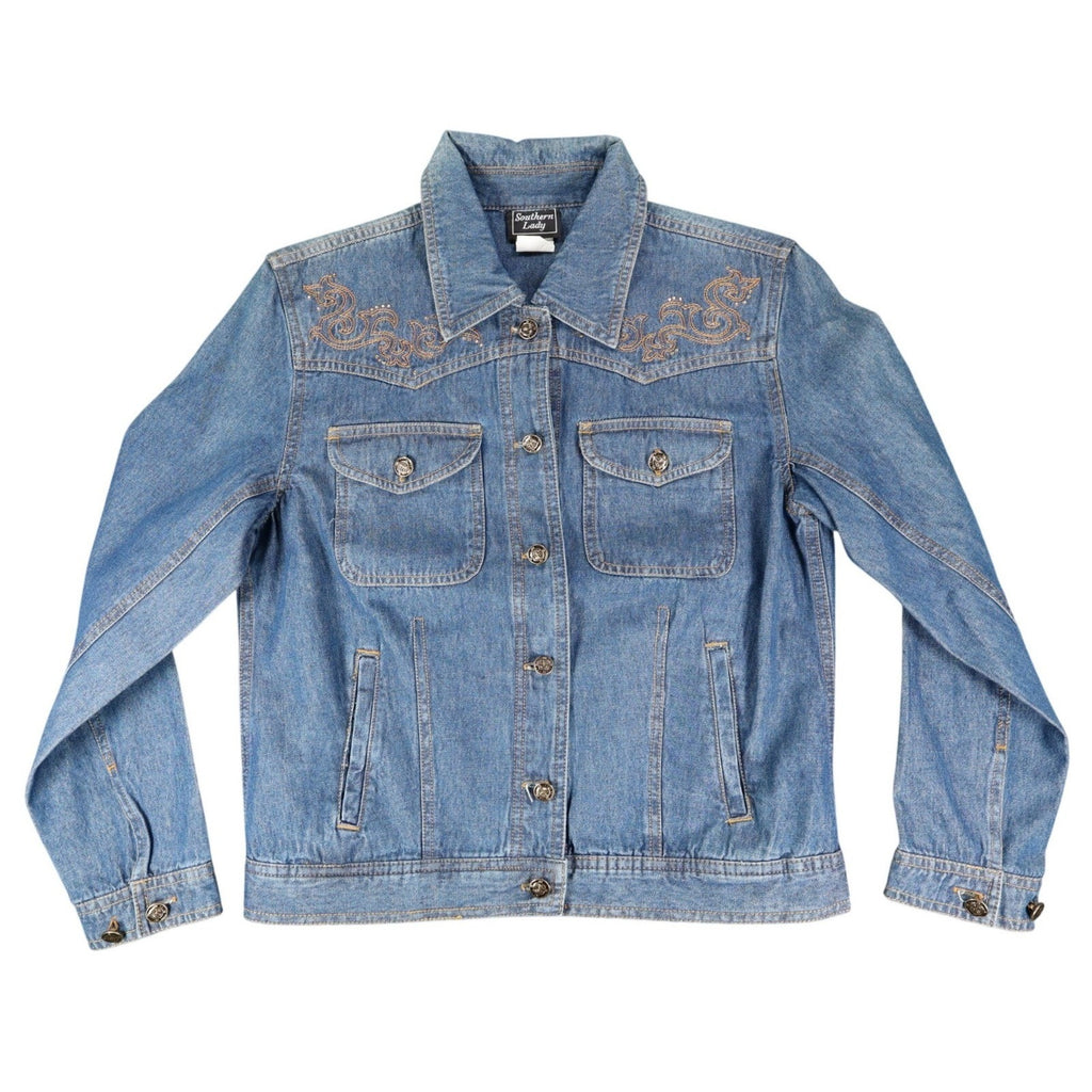 Southern Lady Denim Jacket Womens Small Blue Embroidered Cotton Trucker NWT