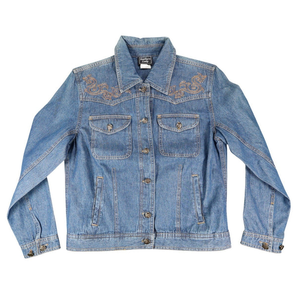 Southern Lady Denim Jacket Womens Small Blue Embroidered Cotton Trucker NWT