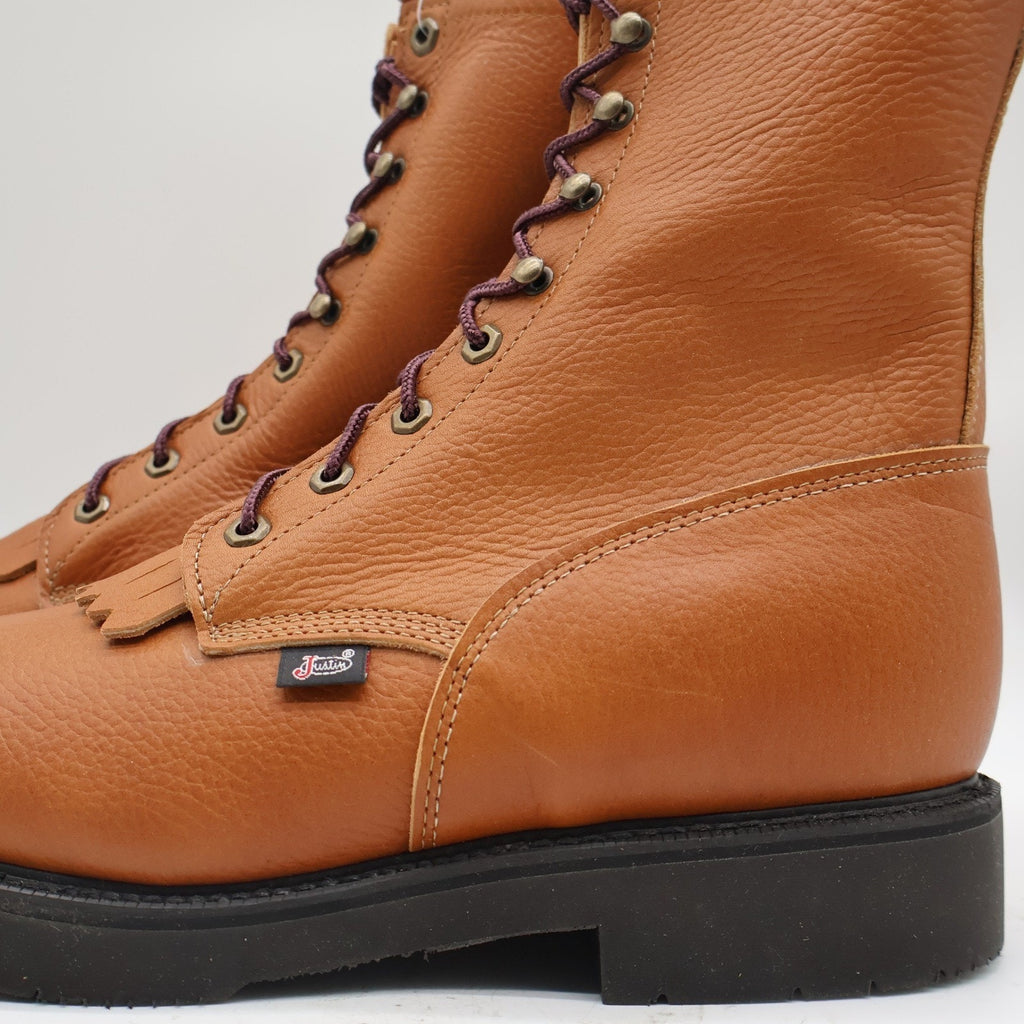 Justin Work Boots Mens 12 EE 8" Copper Caprice Leather USA Made 762 New