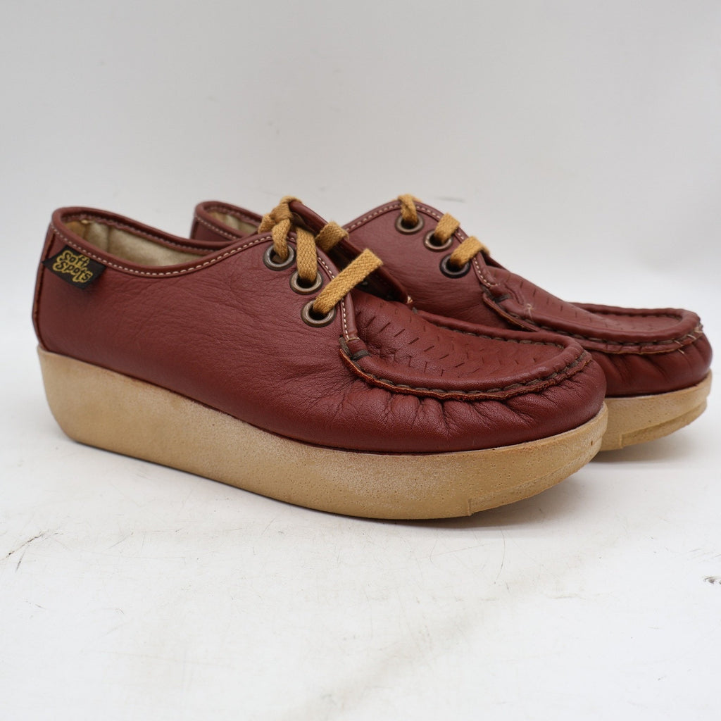 Vintage Soft Spots Cream Puffs Brown Leather Platform Moccasins Women's 5.5M USA Deadstock