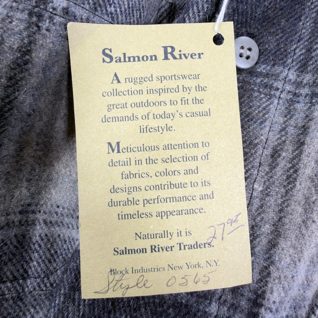 Salmon River Traders Plaid Flannel Shirt Mens XL Grey Wool Blend NWT