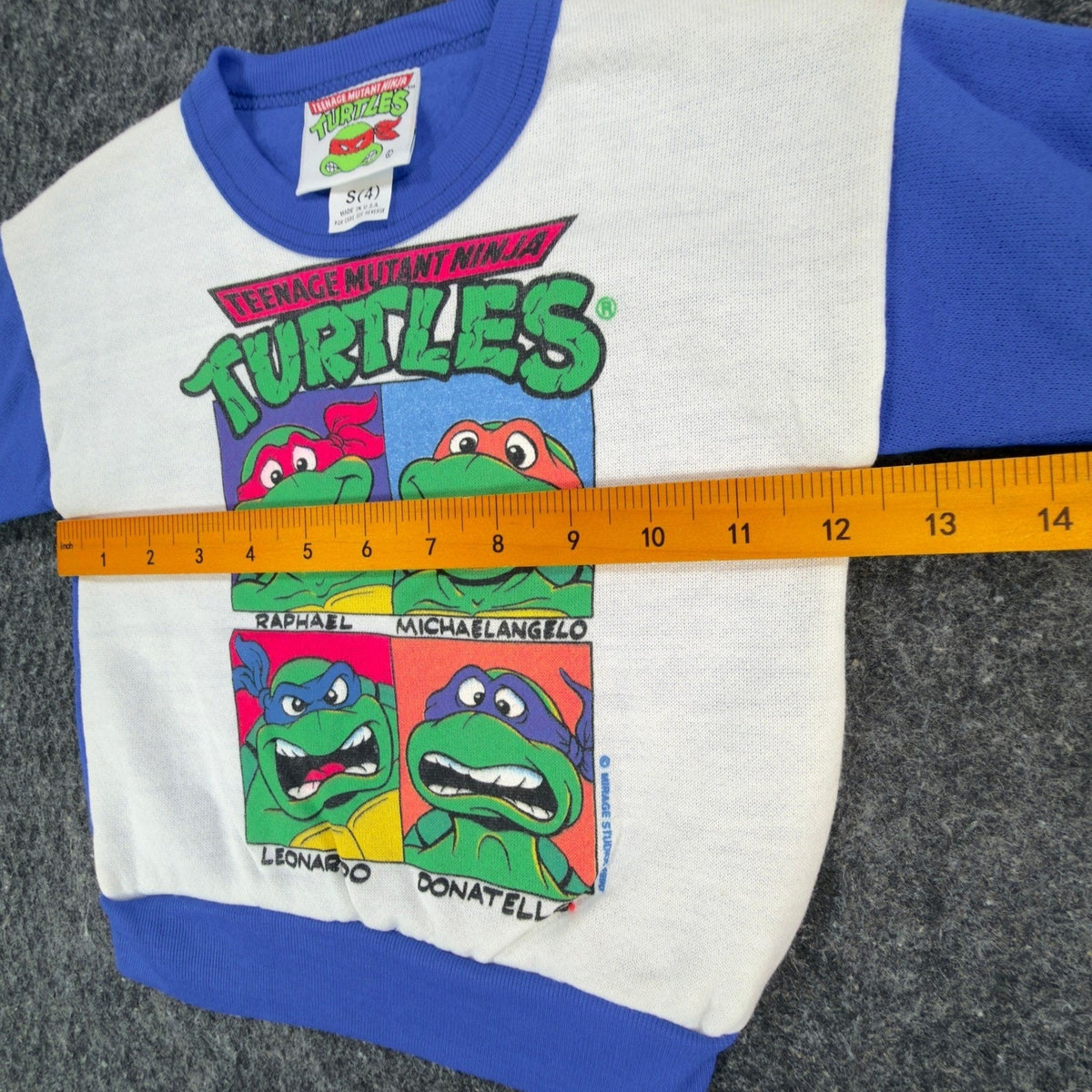 TMNT Vintage Sweatshirt Boys S 4 White Blue 80s 90s Made in USA Graphic