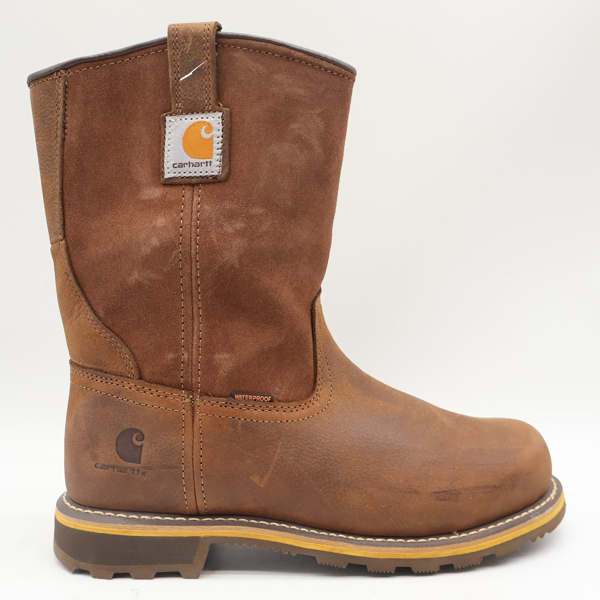 Carhartt Waterproof Pull-On Work Boot Mens 9 Brown Leather Soft Toe CMP1053 - take2supply