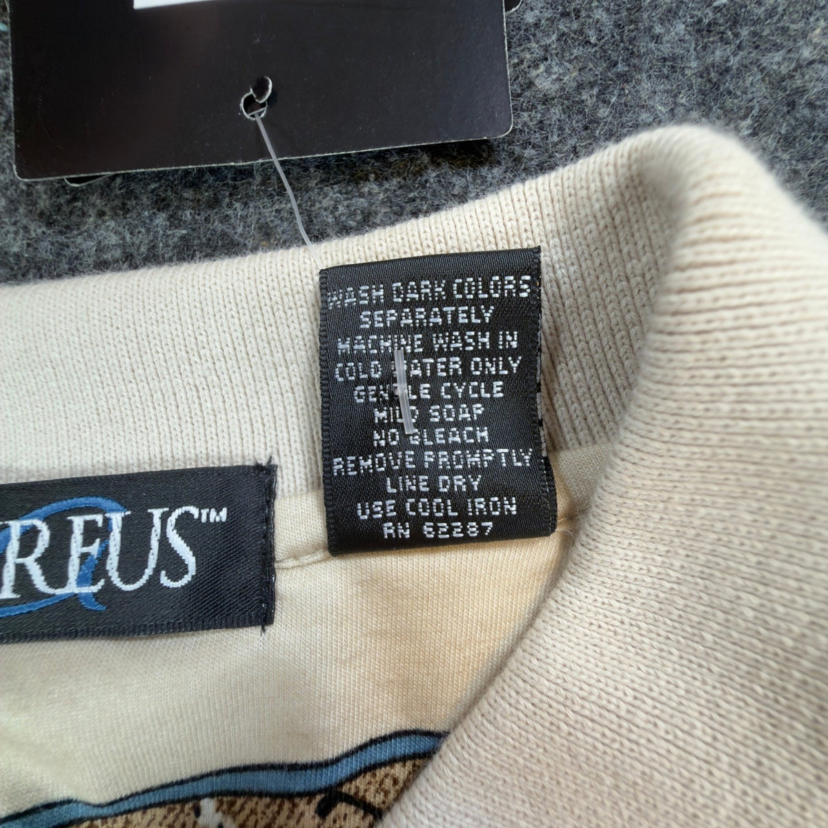 Aureus Polo Shirt Mens Large Vintage 90s Beige Mercerized Cotton Golf Print New