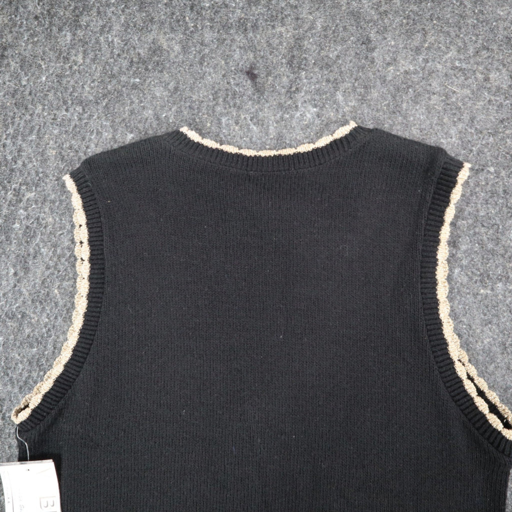Southern Lady Angel Sweater Vest Womens Small Vintage 90s Black Metallic USA NWT