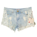 Blu Pepper Y2K Distressed Lace Denim Shorts Womens Small Light Wash NWT NEW