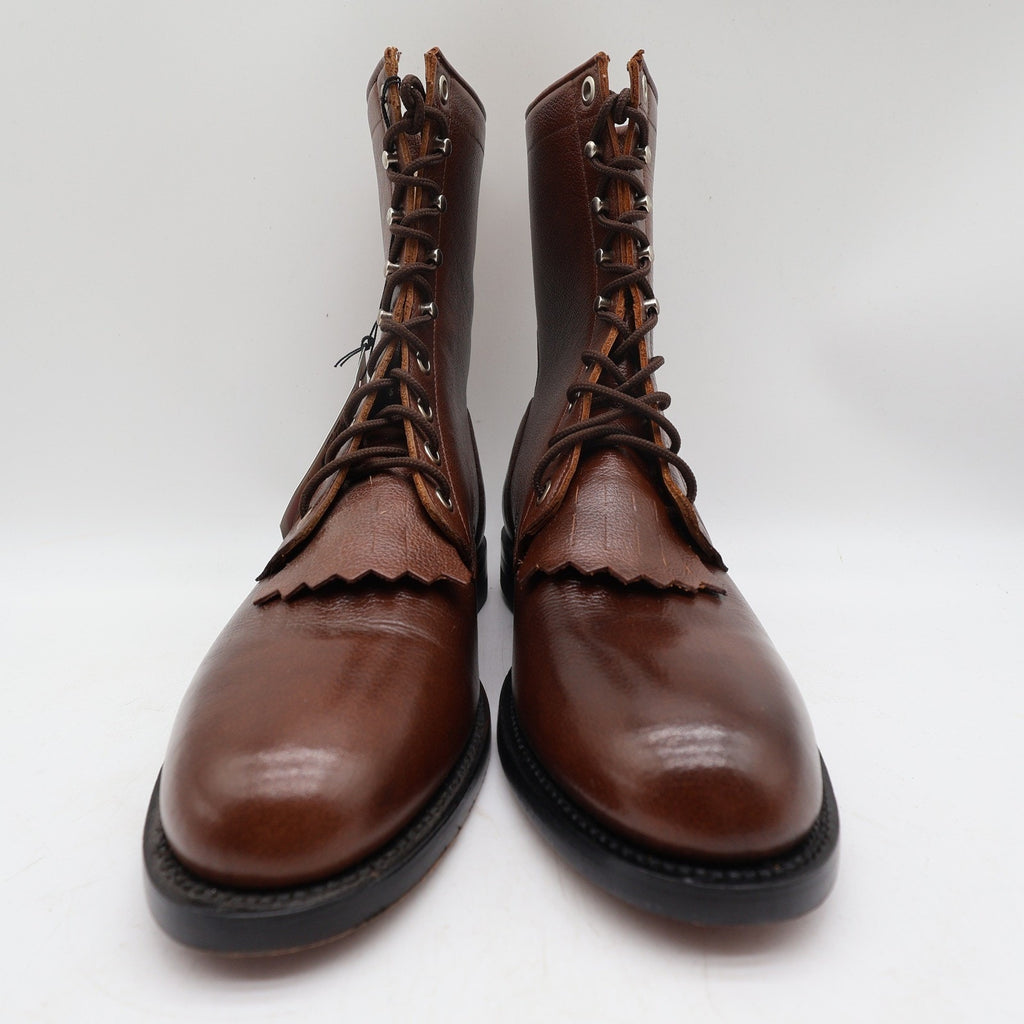 Justin Womens 8 B Vintage Tan Leather Lace Up Kiltie Packer Boots L0508 New