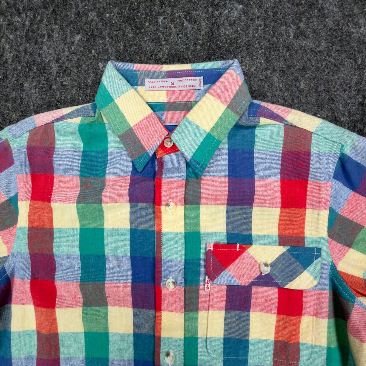 Levi's Vintage 80s Plaid Flannel Shirt Boys S Multi-Color Cotton New - take2supply