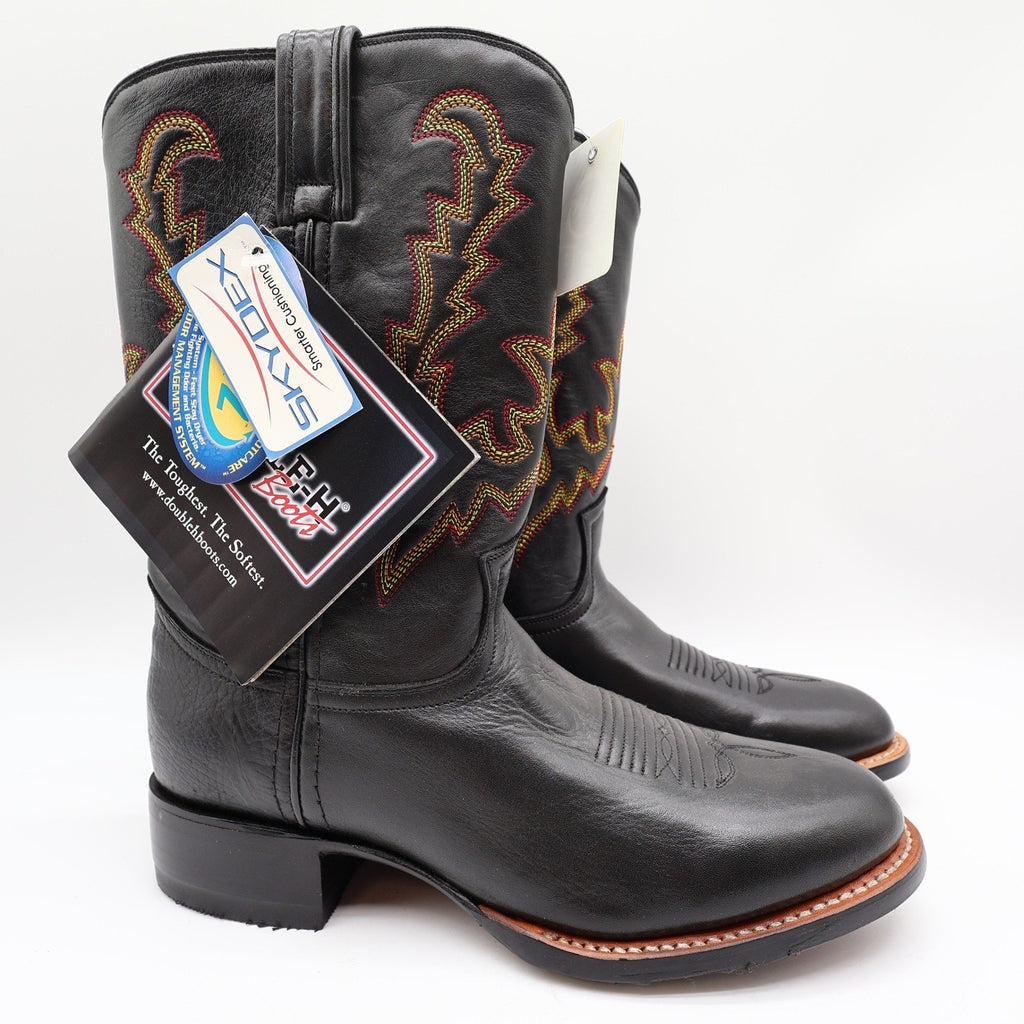 Double-H Super Roper Western Boots Mens 8.5 Black Leather NWT 3392