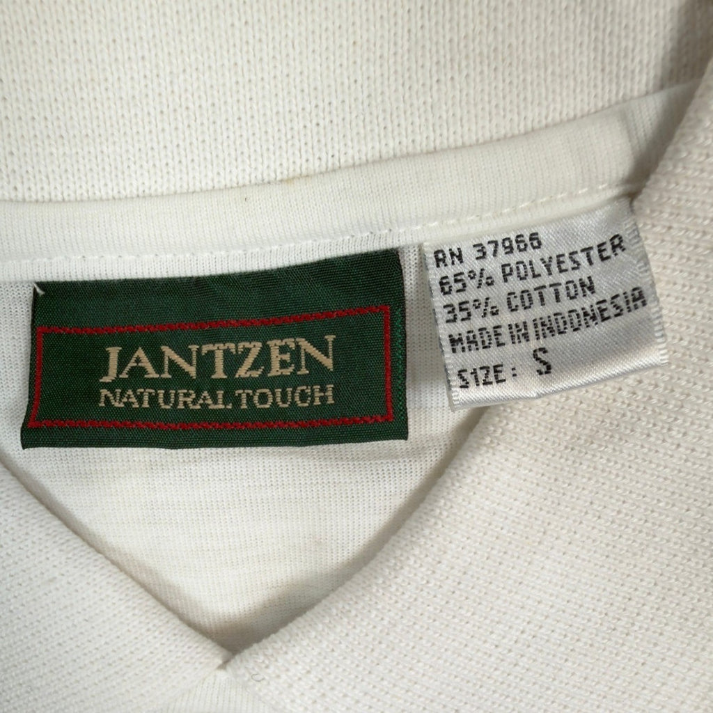 Jantzen Polo Shirt Mens Small Vintage 90s Mallard Blue Striped Pocket Deadstock