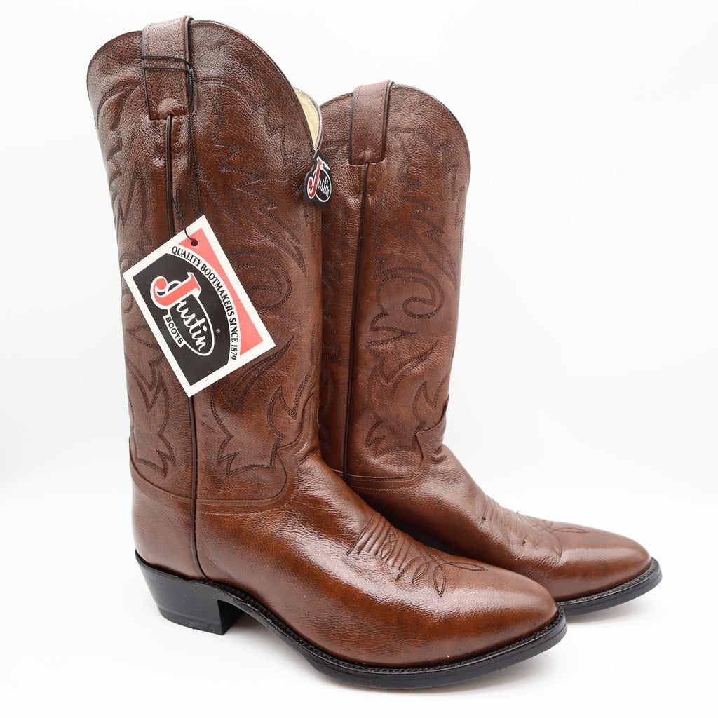 Justin Vintage 1450 Western Cowboy Boots Mens 9 D Tan Brown Leather NIB NWT