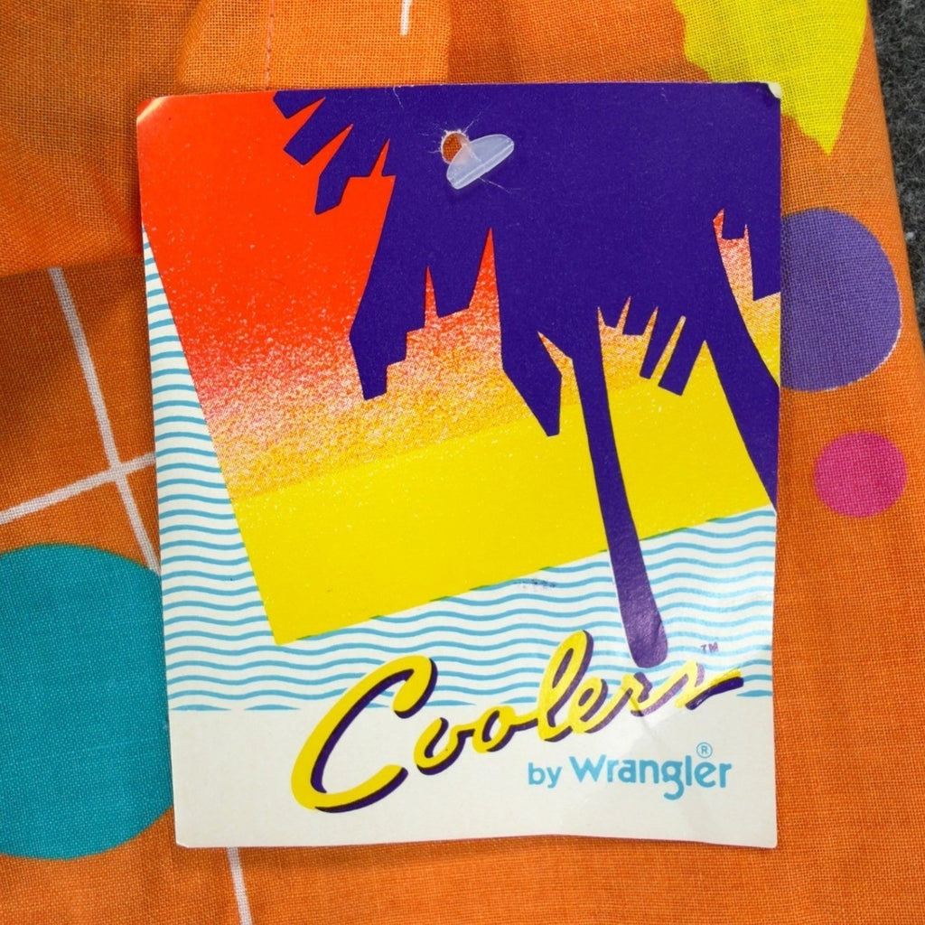 Wrangler Vintage 80s Coolers Shirt Mens XL Orange Cotton Geometric Deadstock NWT - take2supply